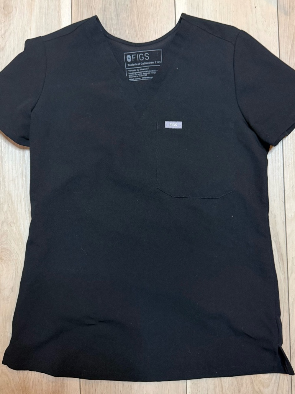 FIGS Black Scrub Top XXS Technical Collection